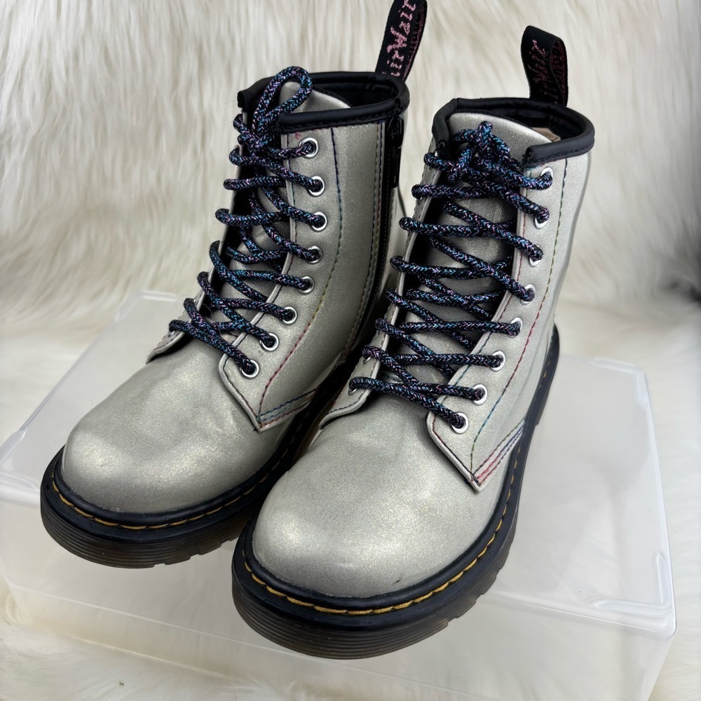 Dr. Martens 1460Metallic Silver Combat Boots - Picture 4 of 8